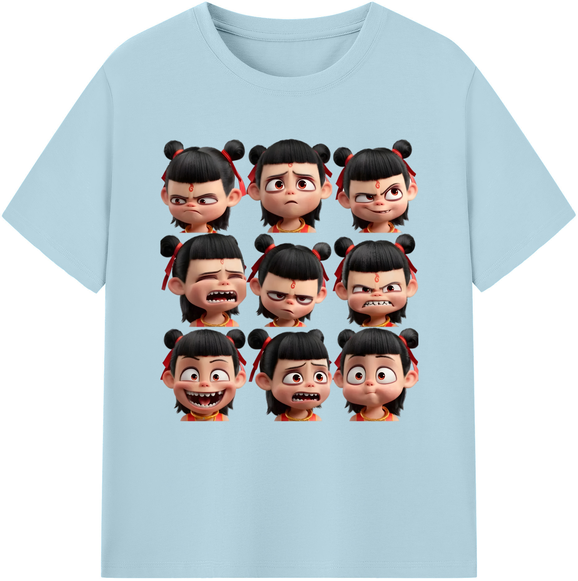 （画像用） Ne Zha 2 ナタ 魔童の大暴れ 綿100％半袖Tシャツ（フロントプリント）